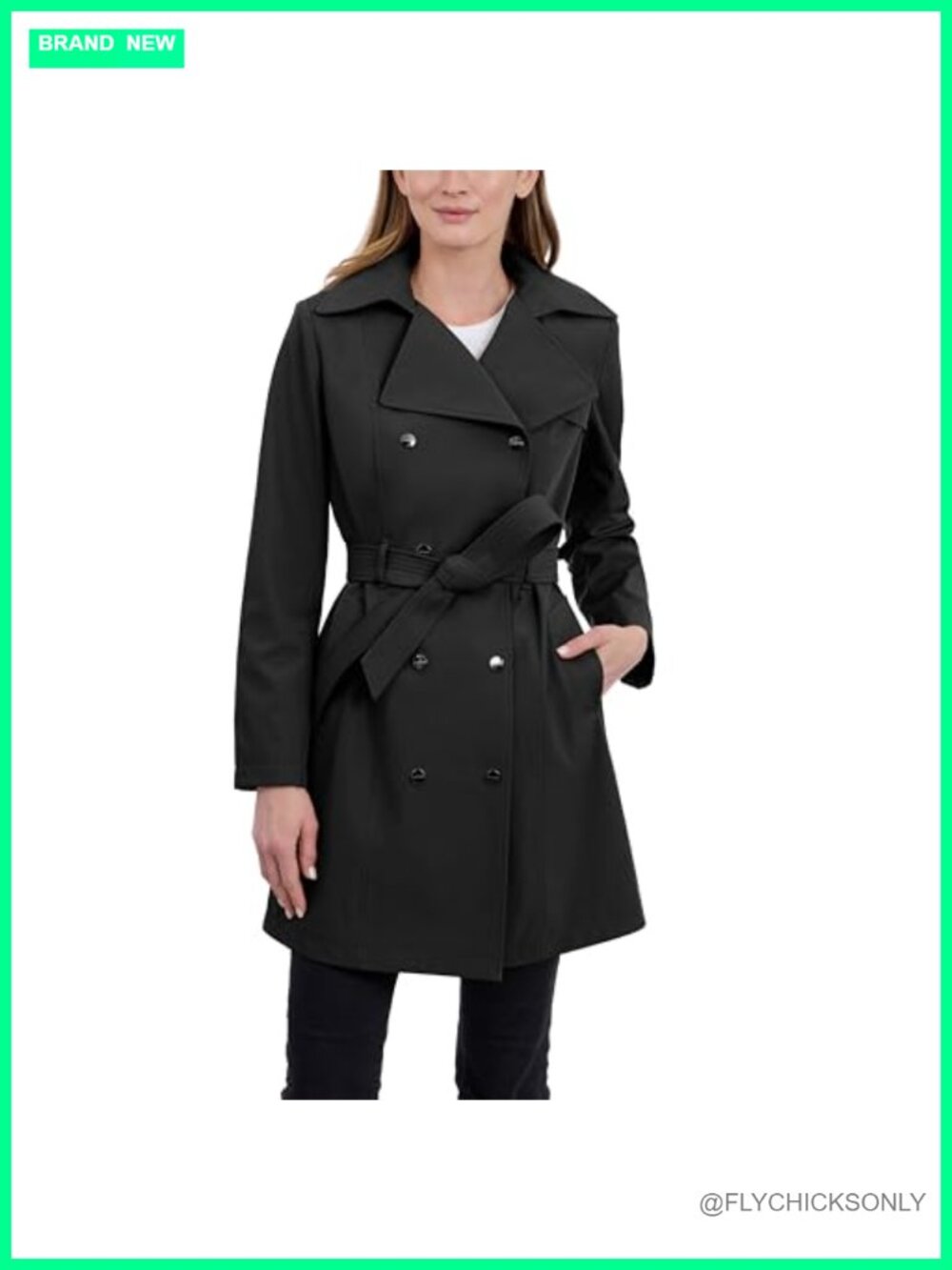 Calvin Klein Double Breasted Trench Coat w/ Detachable Hood & Belt